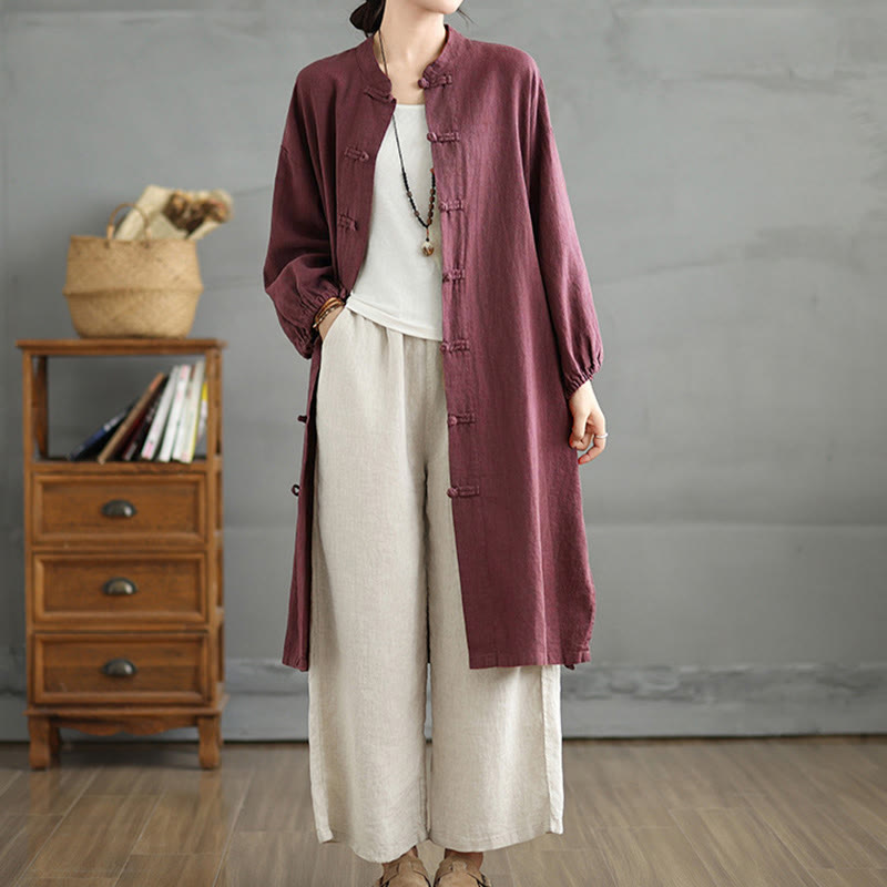 Buddha Stones Casual Frog-button Women's  Coat With Pockets - image 3