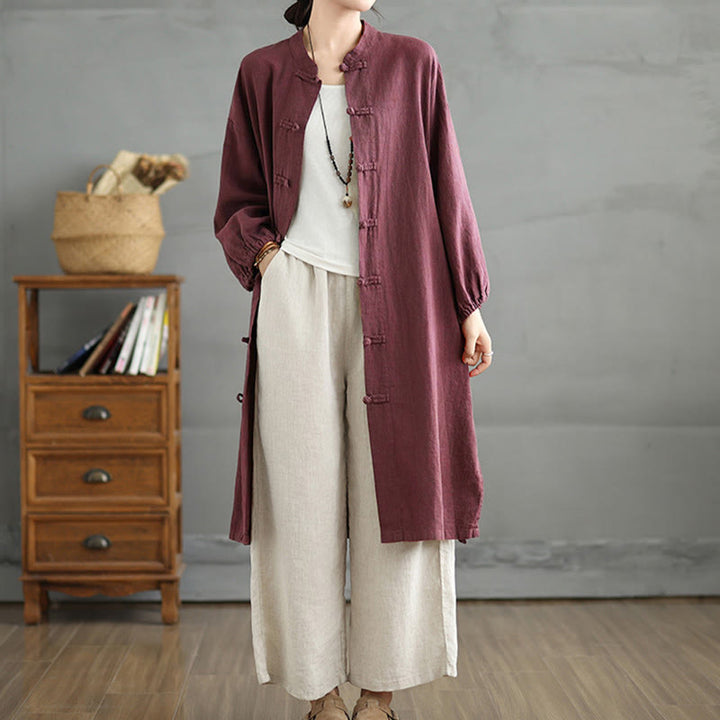 Buddha Stones Casual Frog-button Women's  Coat With Pockets - image 3