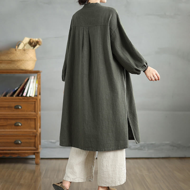 Buddha Stones Casual Frog-button Women's Cotton Linen Coat With Pockets - image 9