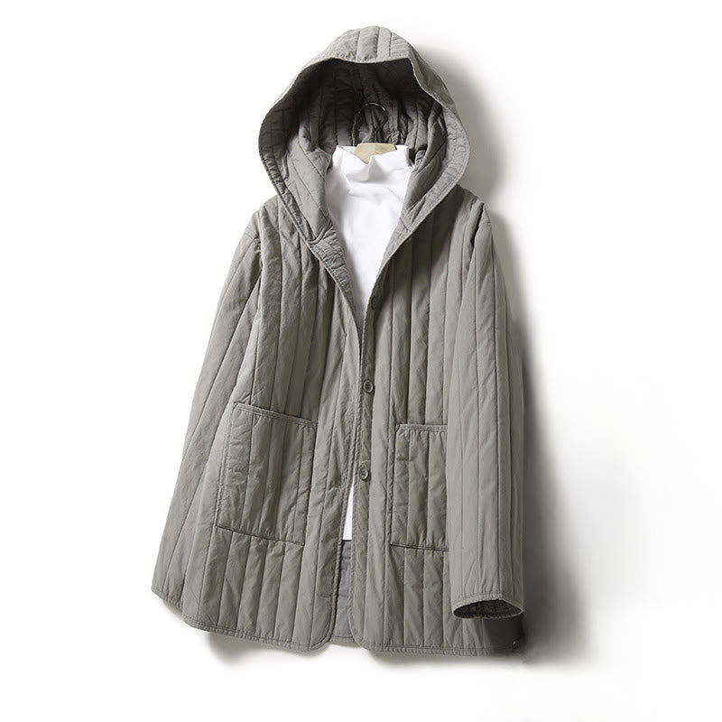 Buddha Stones Cord Design Quilting Women's Long Sleeve Cotton Hoodie Jacket With Pocket - DarkGray - US8-10，UK/AU12-14，EU40-42 (2XL) - image 6