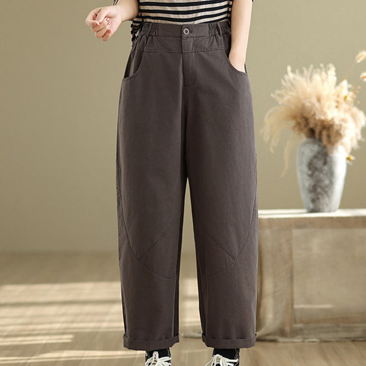 Buddha Stones Casual 7-8 Length Buttons Women's Cotton Polyester Harem Pants With Pockets - image 4