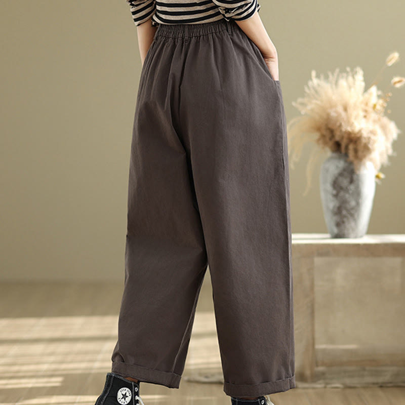 Buddha Stones Casual 7-8 Length Buttons Women's Cotton Polyester Harem Pants With Pockets - image 5
