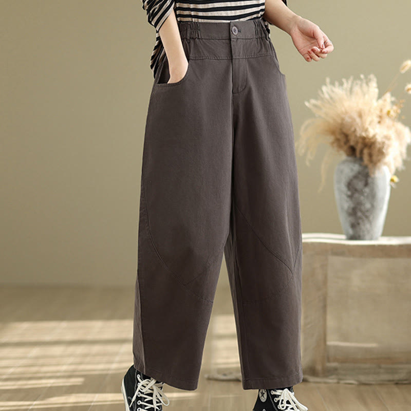 Buddha Stones Casual 7-8 Length Buttons Women's Cotton Polyester Harem Pants With Pockets - image 3