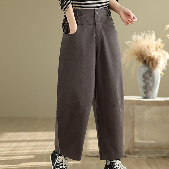 Buddha Stones Casual 7-8 Length Buttons Women's Cotton Polyester Harem Pants With Pockets - image 3