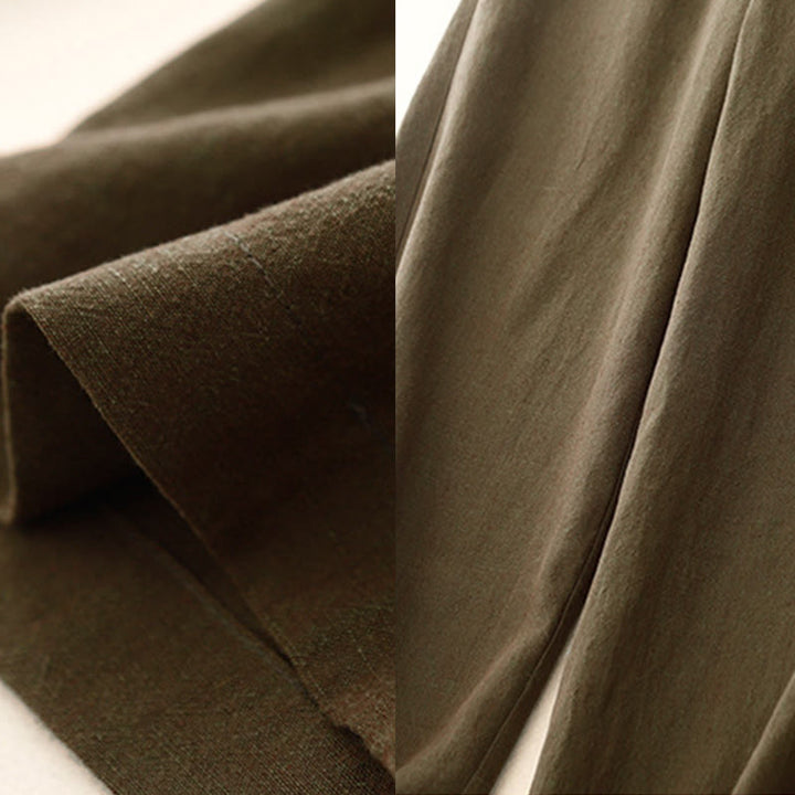 Buddha Stones Casual Plain Women's Elastic Waist  Wide Leg Pants With Pockets - image 4