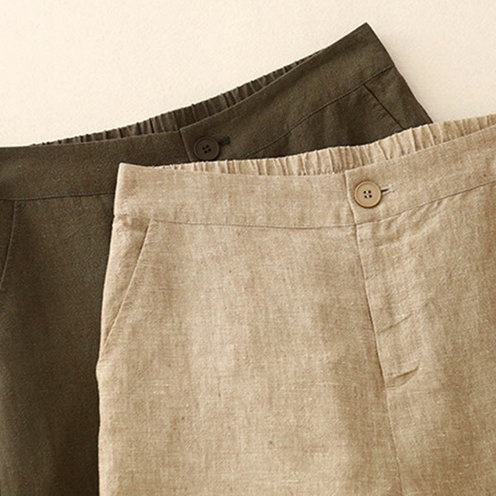 Buddha Stones Casual Plain Women's Elastic Waist  Wide Leg Pants With Pockets - image 12