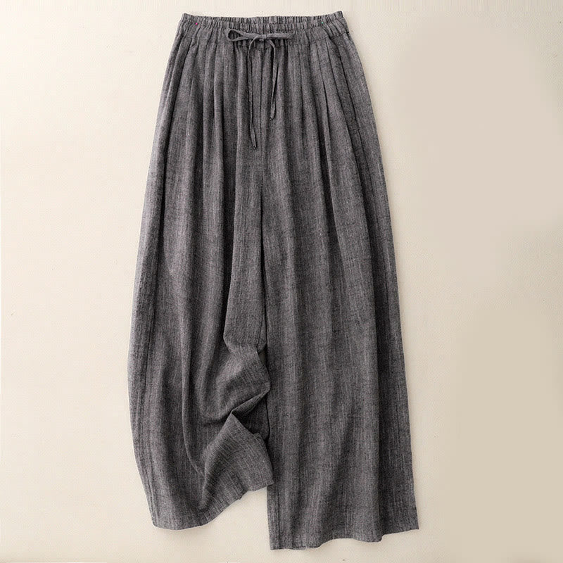 Buddha Stones Casual Textured Fabrics Women's Polyester Wide Leg Pants With Pockets - DimGray - US8-10，UK/AU12-14，EU40-42 (2XL) - image 0