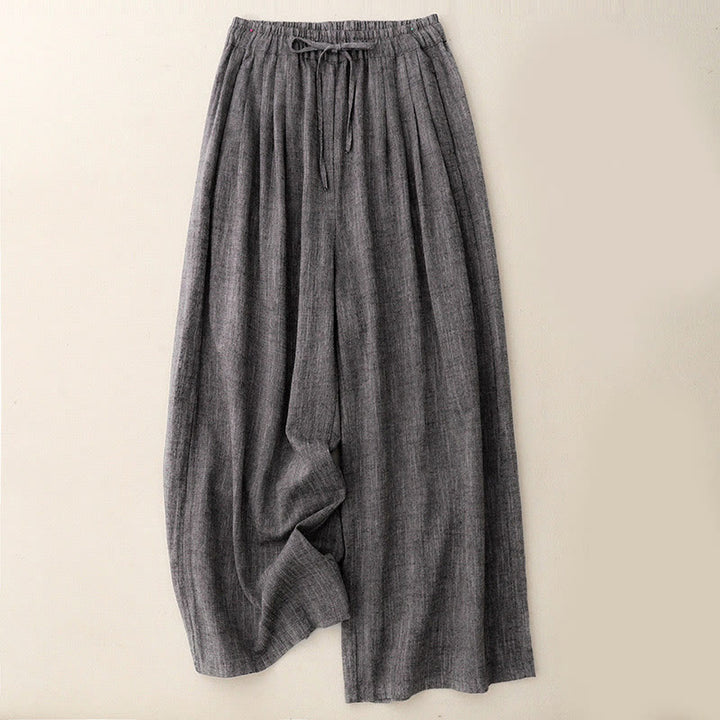 Buddha Stones Casual Textured Fabrics Women's Polyester Wide Leg Pants With Pockets - DimGray - US8-10，UK/AU12-14，EU40-42 (2XL) - image 0