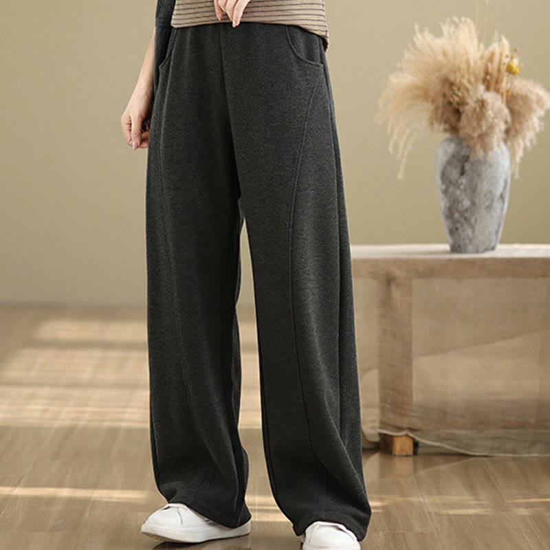 Buddha Stones Casual Thickening Women's Polyester Straight Leg Pants With Pockets - image 1