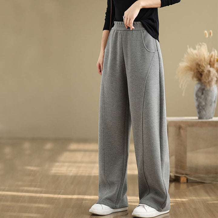 Buddha Stones Casual Thickening Women's Polyester Straight Leg Pants With Pockets - image 10