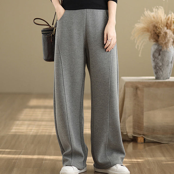 Buddha Stones Casual Thickening Women's Polyester Straight Leg Pants With Pockets - image 9
