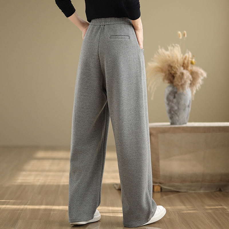 Buddha Stones Casual Thickening Women's Polyester Straight Leg Pants With Pockets - image 11