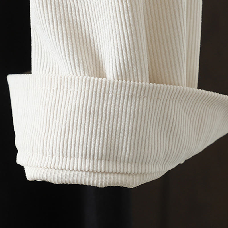 Buddha Stones Commute Plain Buttons Cotton Corduroy Women's Long Sleeve Shirt - image 14