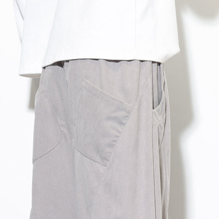 Buddha Stones Drawstring Solid Color Tapered Design Cotton Corduroy Men's Harem Pants With Pockets - image 17