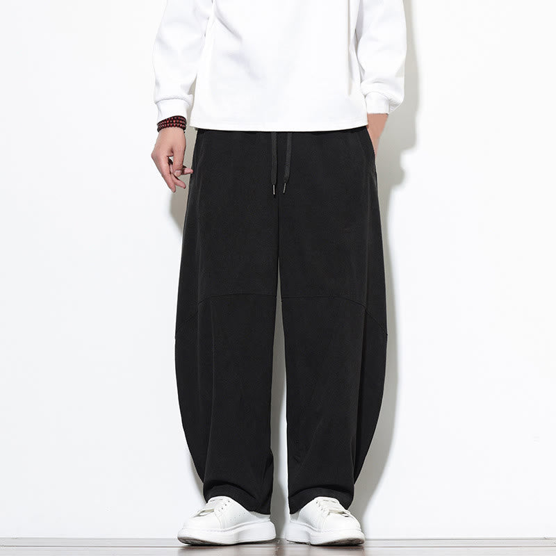 Buddha Stones Drawstring Solid Color Tapered Design Cotton Corduroy Men's Harem Pants With Pockets - Black - US/UK/AU46，EU56 (5XL) - image 20