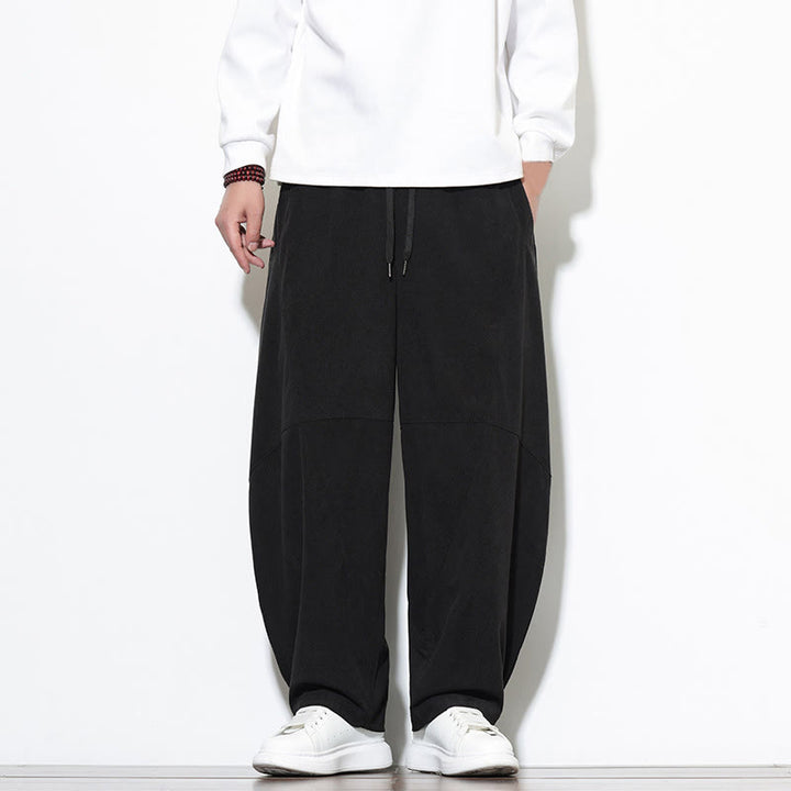 Buddha Stones Drawstring Solid Color Tapered Design Cotton Corduroy Men's Harem Pants With Pockets - Black - US/UK/AU46，EU56 (5XL) - image 20