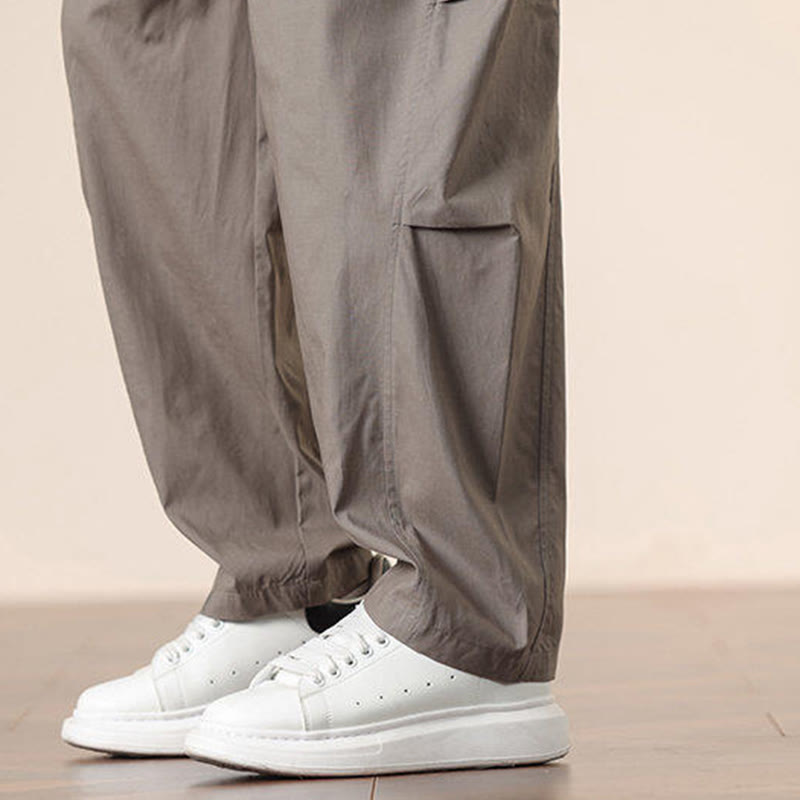 Buddha Stones Commute Spring Solid Color Drawstring Men's Harem Pants With Pockets - image 37