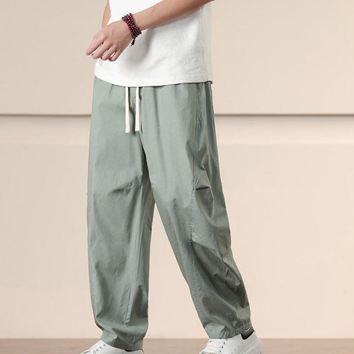 Buddha Stones Commute Spring Solid Color Drawstring Men's Harem Pants With Pockets - image 19