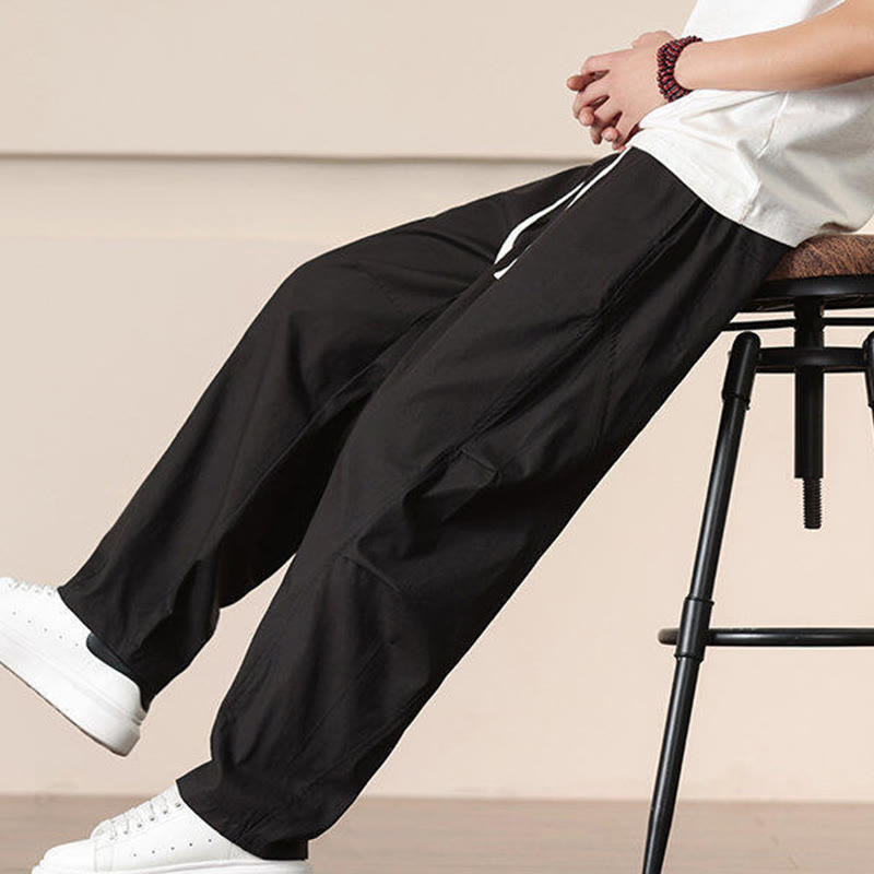 Buddha Stones Commute Spring Solid Color Drawstring Men's Harem Pants With Pockets - image 16