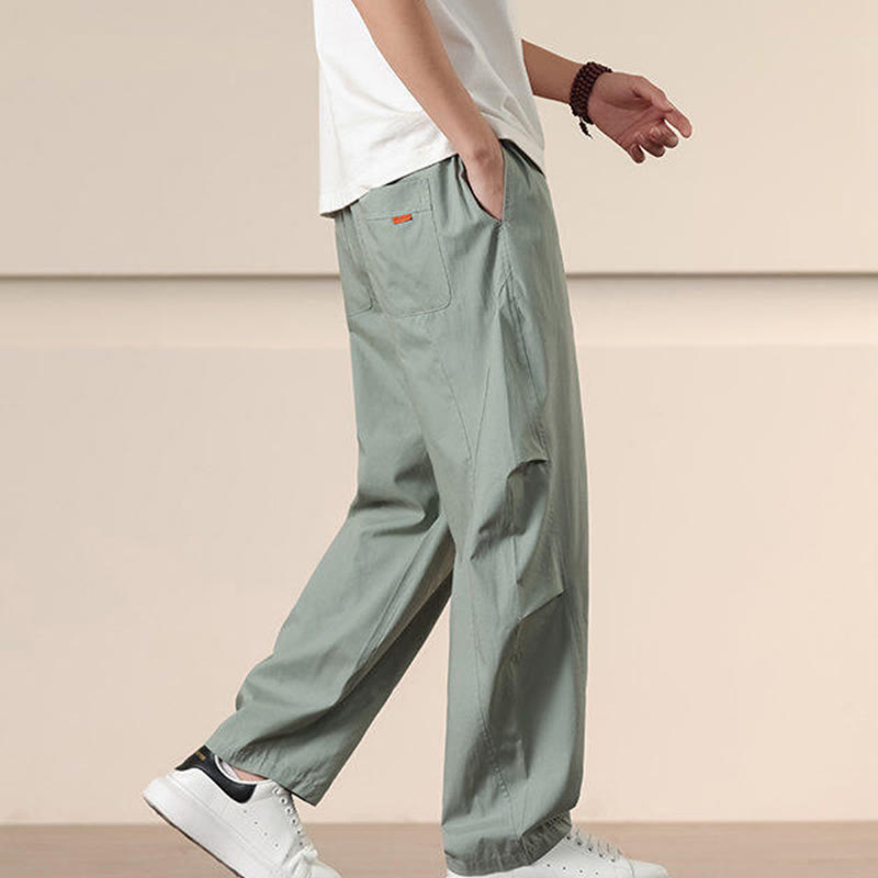 Buddha Stones Commute Spring Solid Color Drawstring Men's Harem Pants With Pockets - image 20
