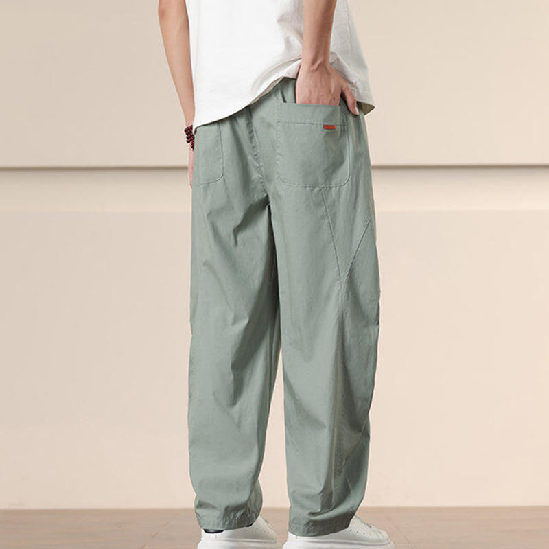 Buddha Stones Commute Spring Solid Color Drawstring Men's Harem Pants With Pockets - image 24