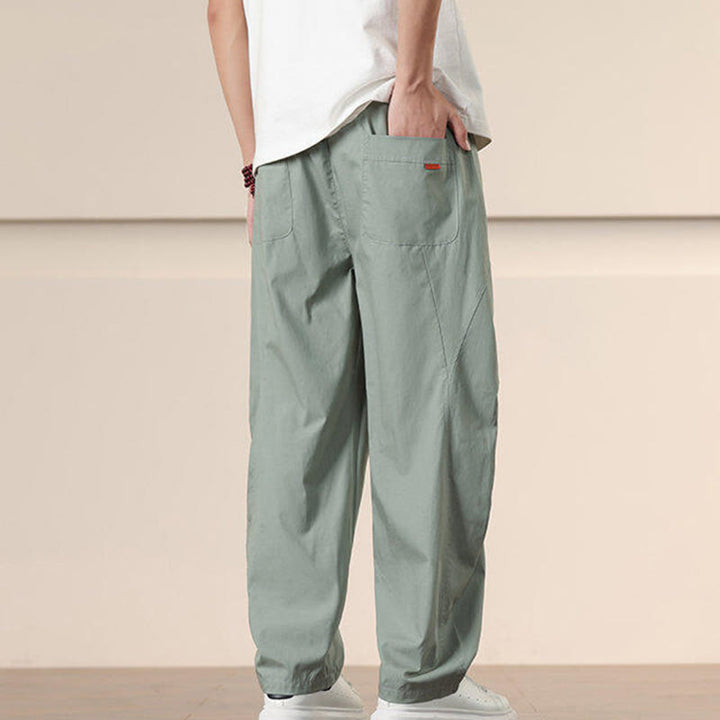 Buddha Stones Commute Spring Solid Color Drawstring Men's Harem Pants With Pockets - image 24