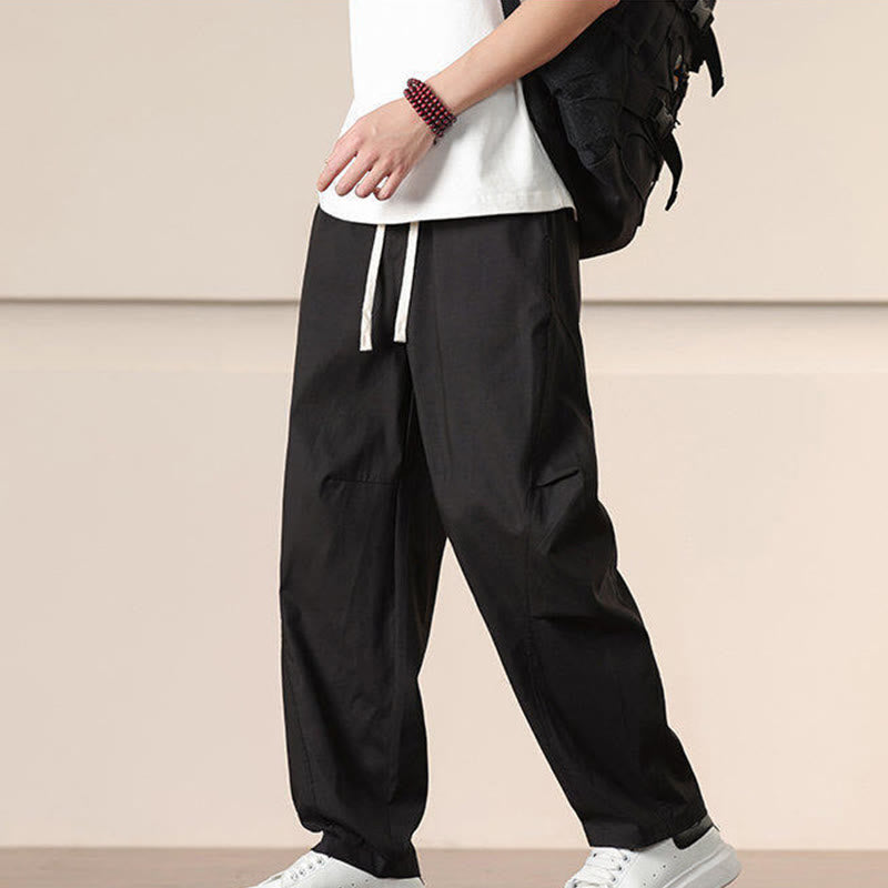 Buddha Stones Commute Spring Solid Color Drawstring Men's Harem Pants With Pockets - image 13