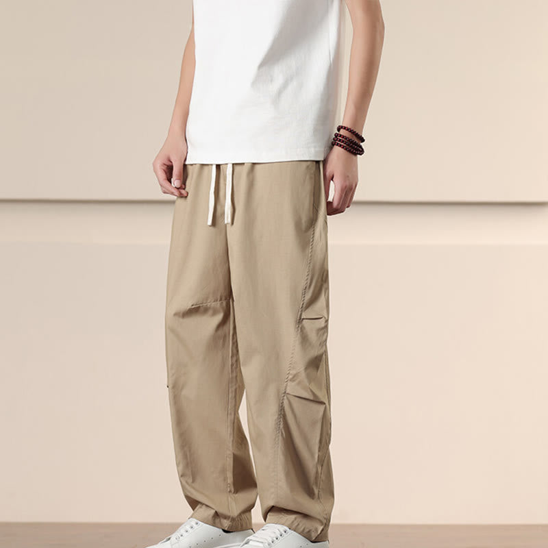 Buddha Stones Commute Spring Solid Color Drawstring Men's Harem Pants With Pockets - image 4