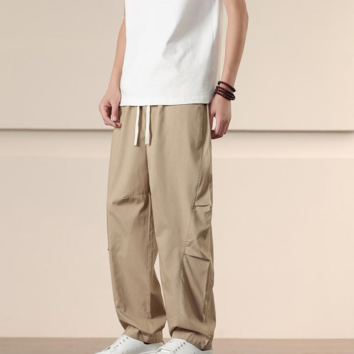 Buddha Stones Commute Spring Solid Color Drawstring Men's Harem Pants With Pockets - image 4