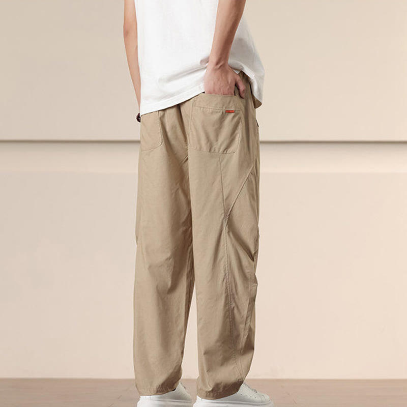 Buddha Stones Commute Spring Solid Color Drawstring Men's Harem Pants With Pockets - image 5