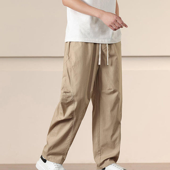 Buddha Stones Commute Spring Solid Color Drawstring Men's Harem Pants With Pockets - image 3