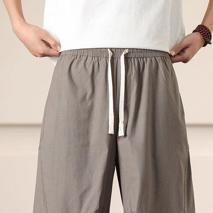 Buddha Stones Commute Spring Solid Color Drawstring Men's Harem Pants With Pockets - image 34