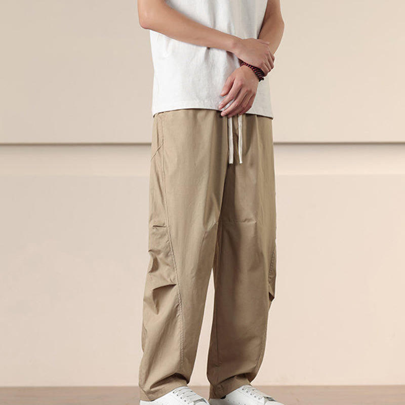 Buddha Stones Commute Spring Solid Color Drawstring Men's Harem Pants With Pockets - image 7