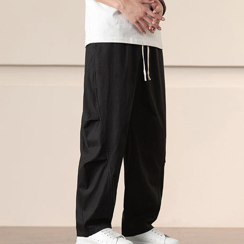 Buddha Stones Commute Spring Solid Color Drawstring Men's Harem Pants With Pockets - image 15