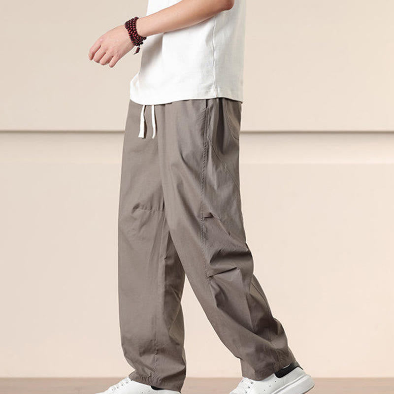 Buddha Stones Commute Spring Solid Color Drawstring Men's Harem Pants With Pockets - image 28