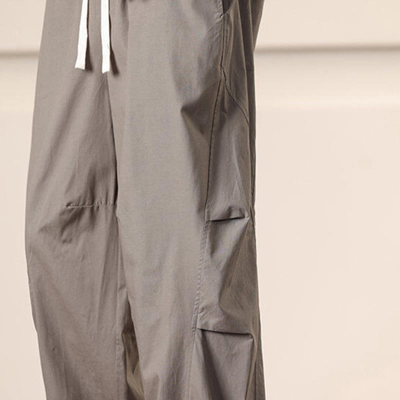 Buddha Stones Commute Spring Solid Color Drawstring Men's Harem Pants With Pockets - image 36