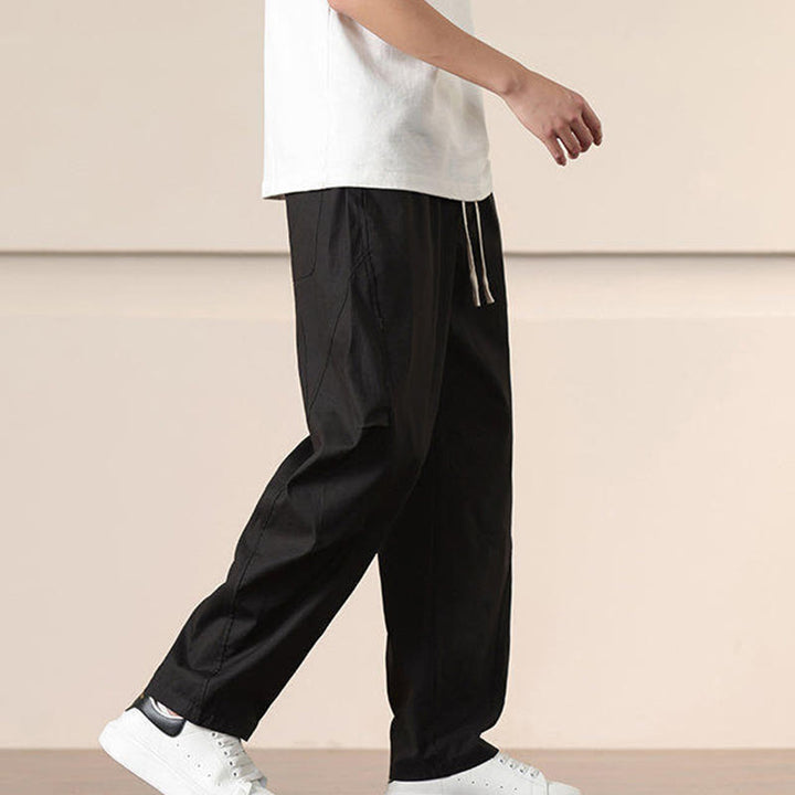 Buddha Stones Commute Spring Solid Color Drawstring Men's Harem Pants With Pockets - image 12