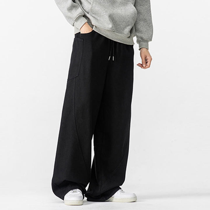 Buddha Stones Fall Pure Color Men's Wide Leg Cotton Drawstring Pants With Pockets - image 32