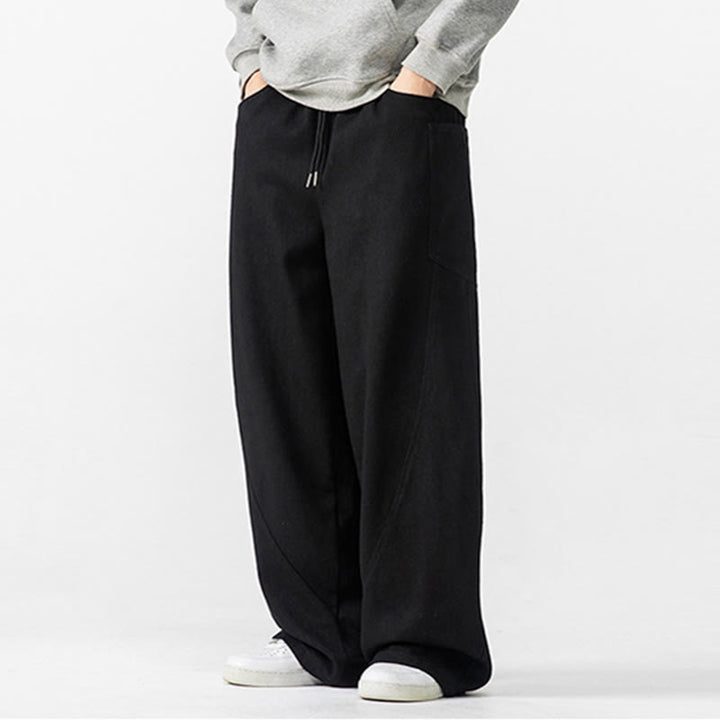 Buddha Stones Fall Pure Color Men's Wide Leg Cotton Drawstring Pants With Pockets - image 29