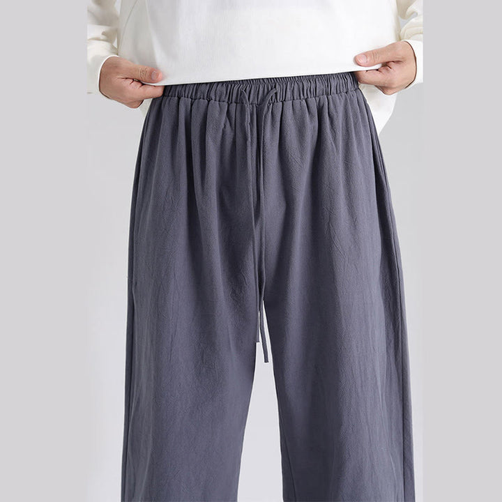 Buddha Stones Plain Patchwork Design Men's Cotton Pants With Pockets - image 7