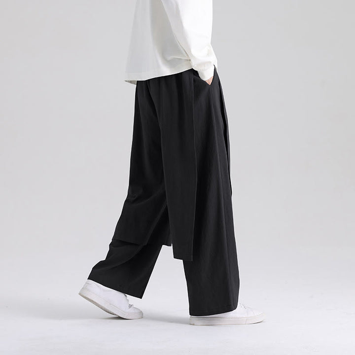 Buddha Stones Plain Patchwork Design Men's Cotton Pants With Pockets - image 12
