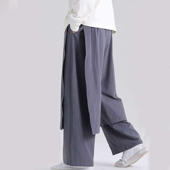 Buddha Stones Plain Patchwork Design Men's Cotton Pants With Pockets - image 2