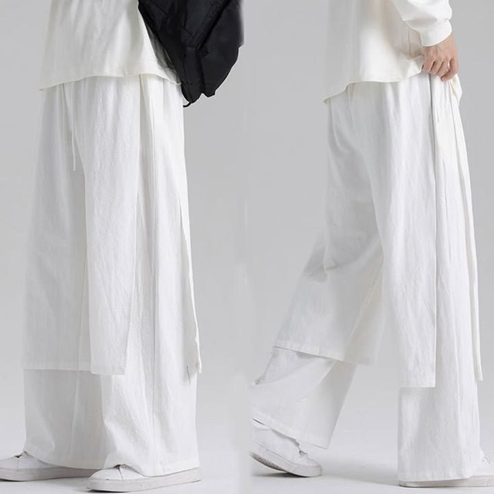 Buddha Stones Plain Patchwork Design Men's Cotton Pants With Pockets - image 23