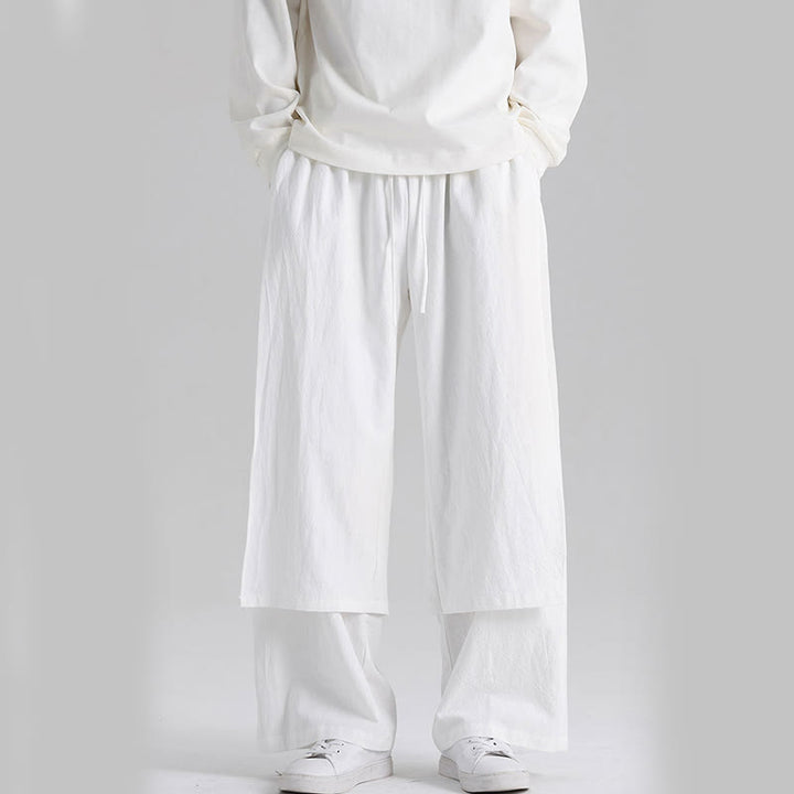 Buddha Stones Plain Patchwork Design Men's Cotton Pants With Pockets - image 20