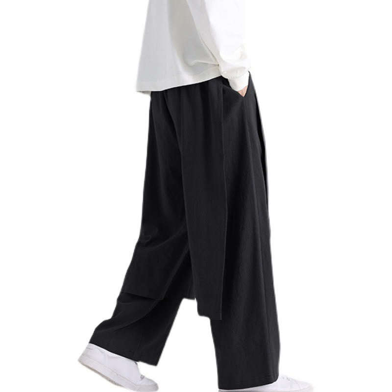 Buddha Stones Plain Patchwork Design Men's Cotton Pants With Pockets - image 18