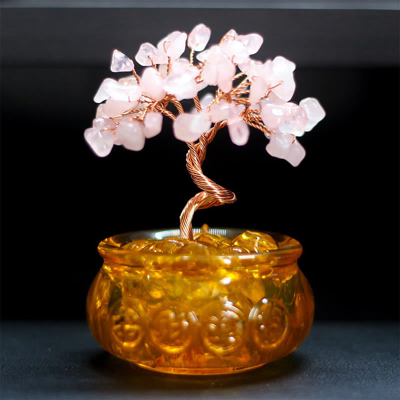 Buddha Stones Various Crystal Citrine Amethyst Pink Crystal Tree Prosperity Home Decoration - Pink Crystal 6*10cm - image 4