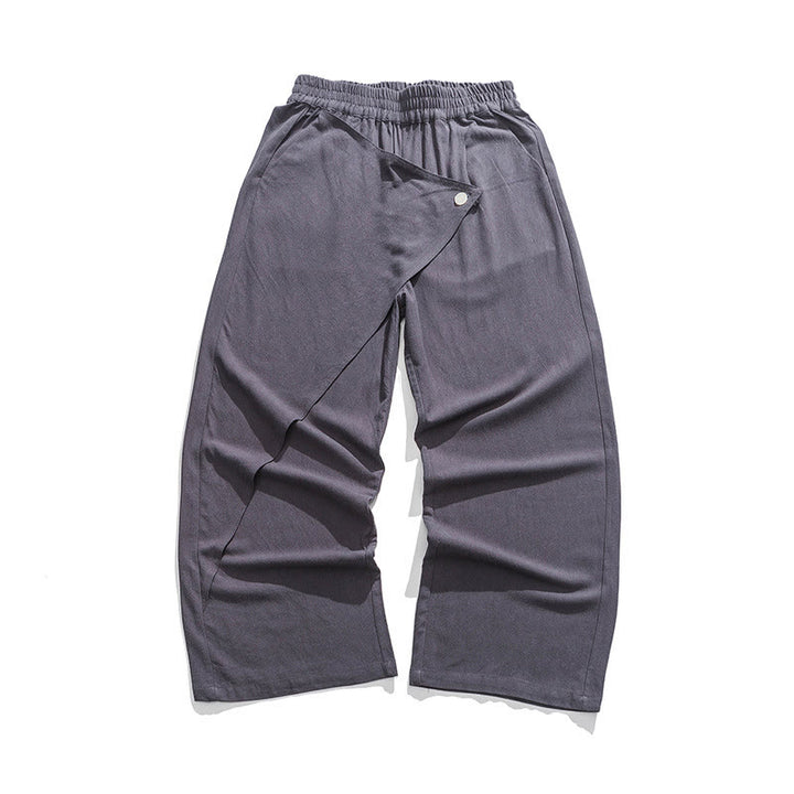 Buddha Stones Asymmetrical Patched Design Plain Men's Cotton Pants With Pockets - LightSlateGray - US/UK/AU46，EU56 (5XL) - image 1