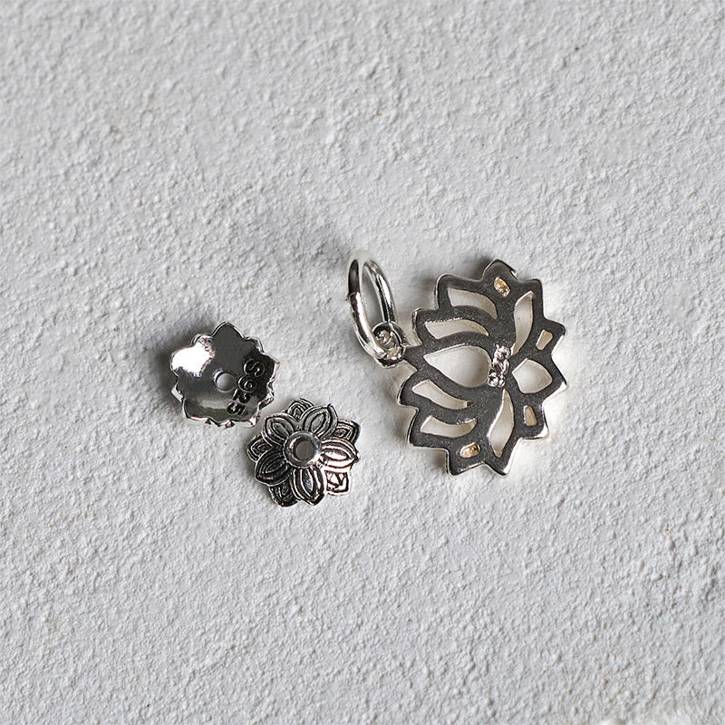 Buddha Stones 925 Sterling Silver Lotus Symbol Peacock Agate Courage Beads Bracelet - image 6