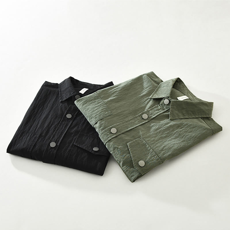 Buddha Stones Daily Long Sleeve Buttons Simple Design Men's Shirt With Pockets - image 15