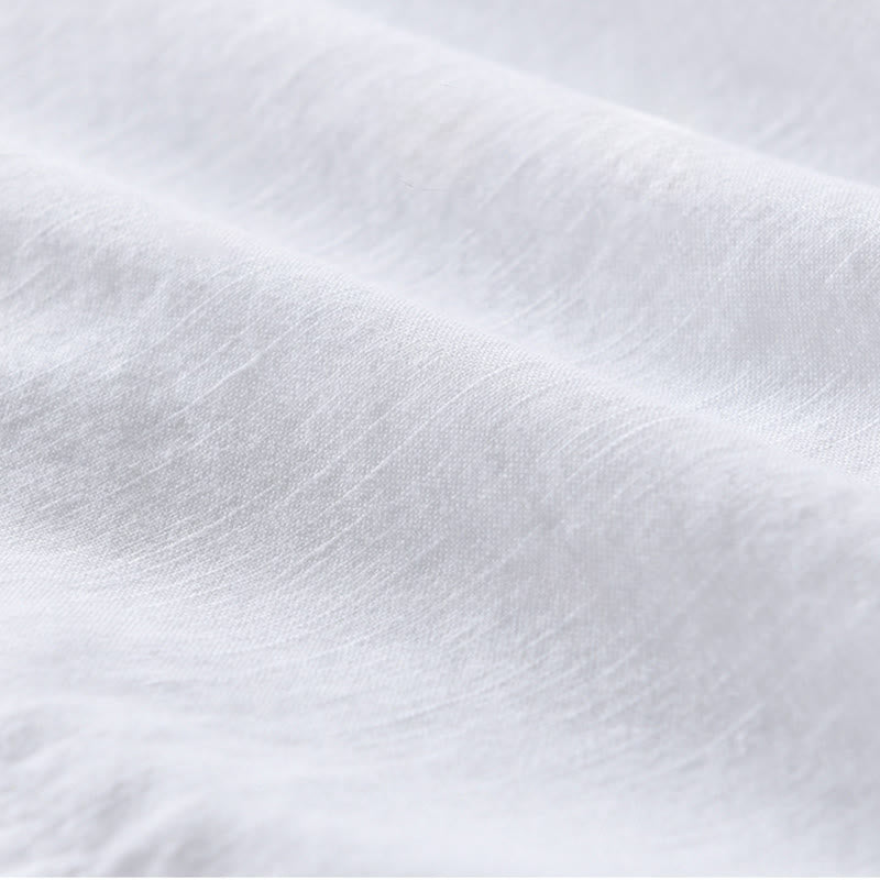 Buddha Stones Embroidery Leaves Pattern Men's Long Sleeve Cotton Linen Shirt - image 9